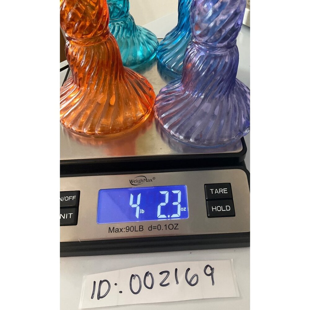 Vintage May Department St. Rainbow colorful glass candle stick holders set of 6 - Picture 16 of 16